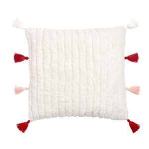 2-PK Gap Home Décor Sculpted Stripe Sherpa Square Throw Pillow w/ Tassels, 18X18